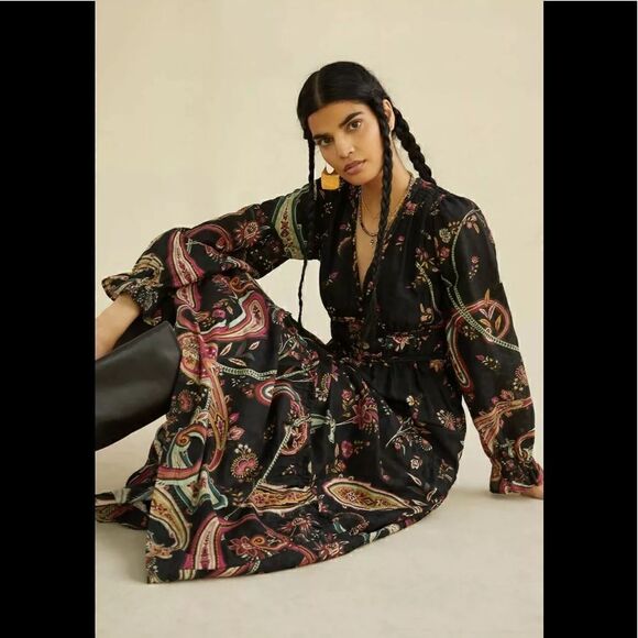 Anthropologie Paisley Maxi Dress Size 8 - Picture 3 of 8